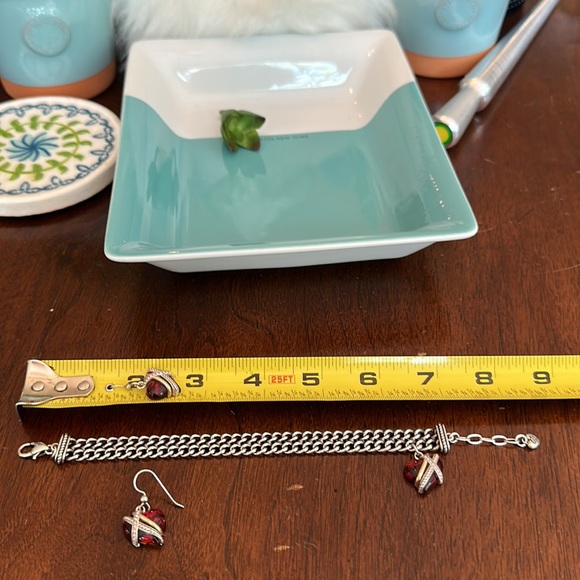 Brighton NEPTUNE’S RINGS SWEETHEART RED Heart Glass Crystal Bracelet Earrings - Picture 10 of 13